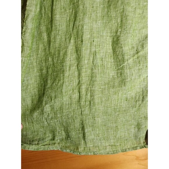 Ocean & Coast Men’s XL 100% Green Linen Button Up Shirt Rolled Long Sleeve - Picture 9 of 9